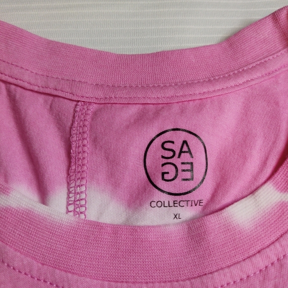 NWT Sage Collective Pink White Tie Dye Hipster Tank Top Size XL - Picture 5 of 6